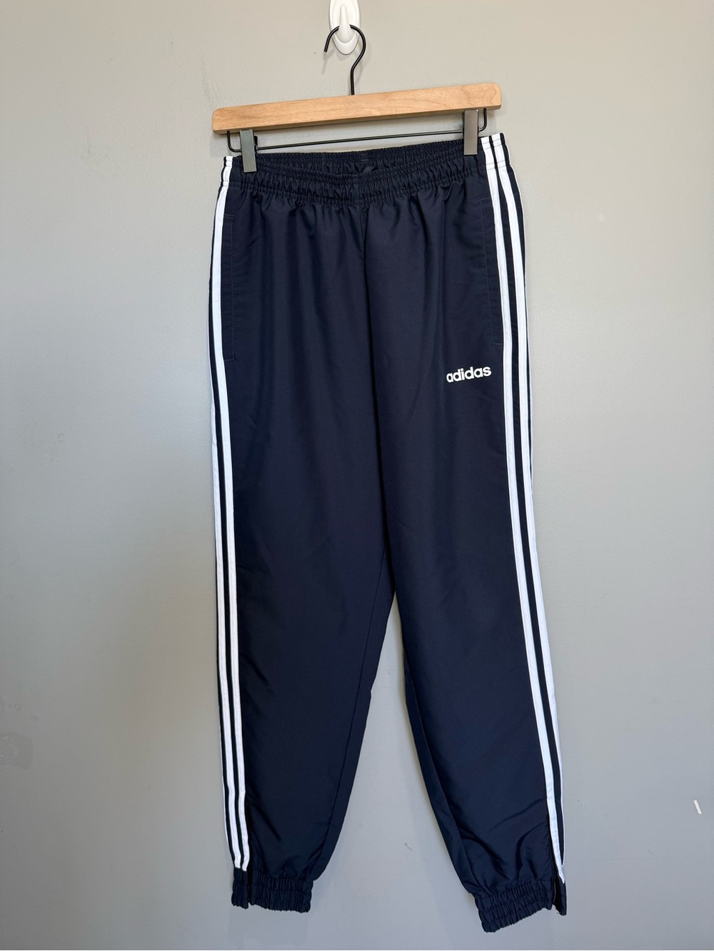 Adidas Navy 3-Stripes Track Pants Men’s M Ankle Zip Joggers